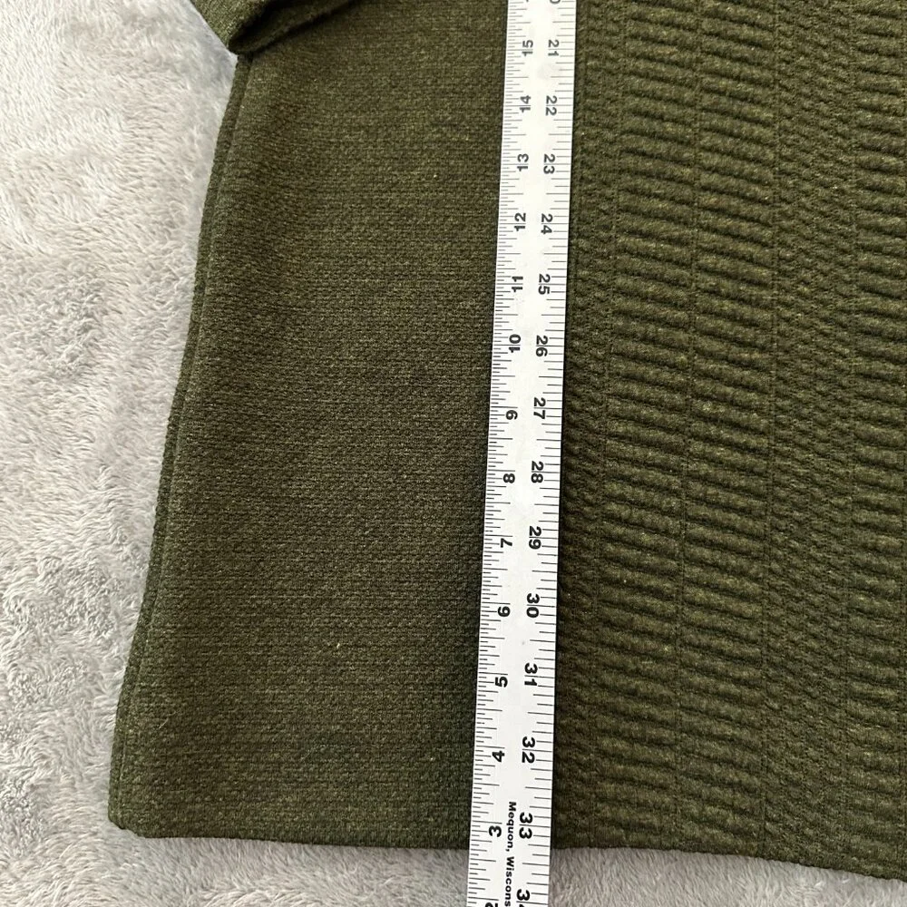 Zara Textured Olive Green Long Sleeve Dress Women's LARGE - Picture 5 of 7